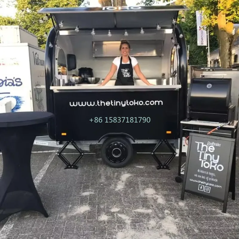 Food Snacks That Are Black - Mała przyczepa food truck, czarna, personalizowana,