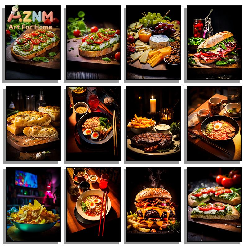Food Platter Snacks - AZNM Gourmet Food Canvas Poster Bezramowy