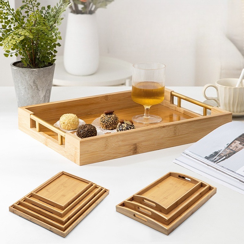 Food Platter Snacks - Naturalny bambusowy zestaw tac do serwowania,